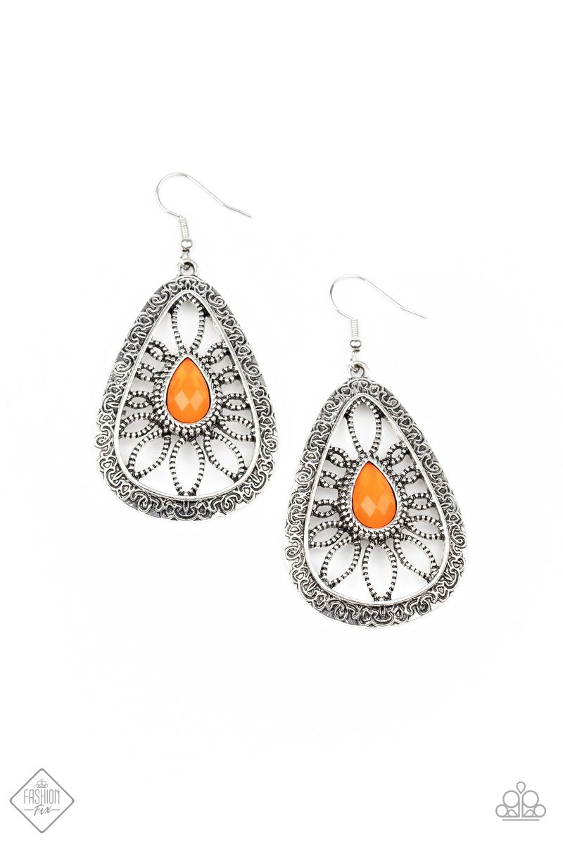 Floral Frill - Orange Earrings